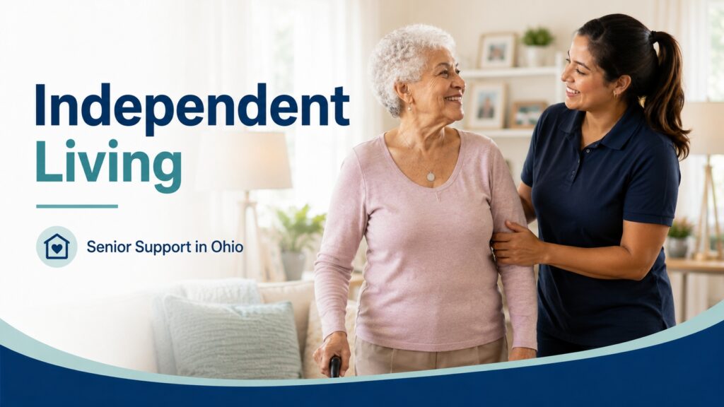 independent living - home care agency worker helps an elderly woman at home
